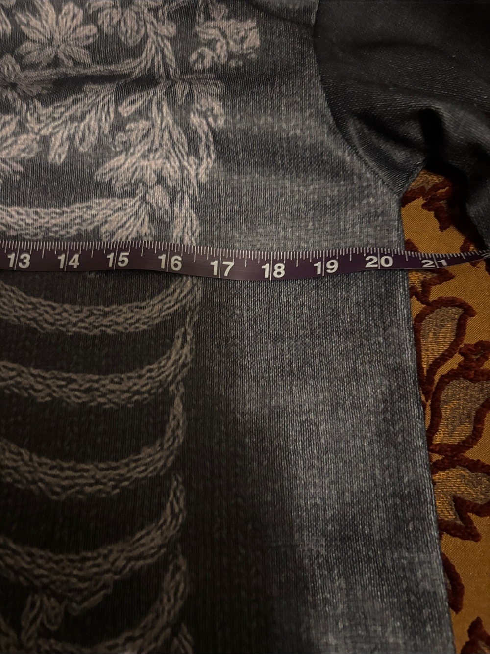 Halloween Black Hoodie with Gray Floral Skeleton Print - Halloween store (M) - Picture 7 of 8